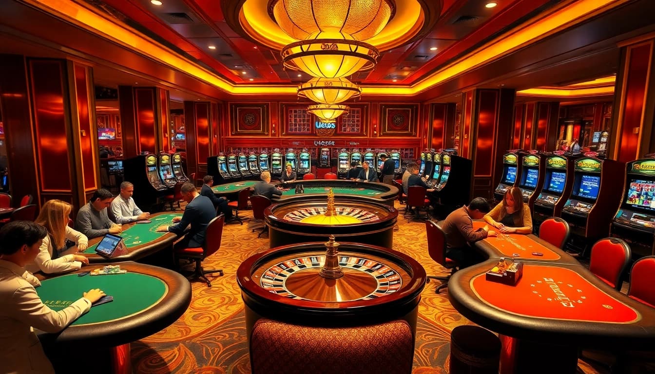 Players celebrating a win at the U 888 casino, surrounded by exciting gaming options.