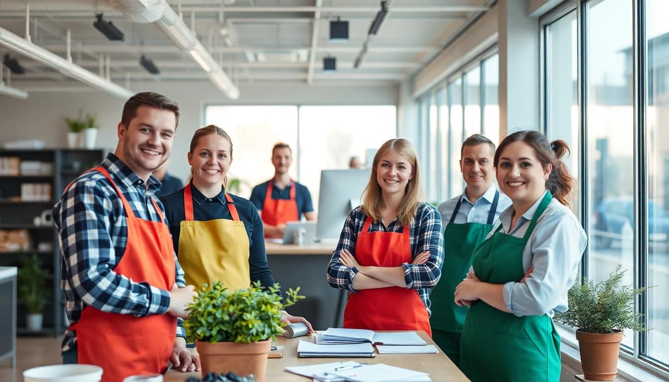 Hauswirtschaft stelle hameln: Glückliche Hauswirtschaftskraft arbeitet in einem modernen Umfeld in Hameln.