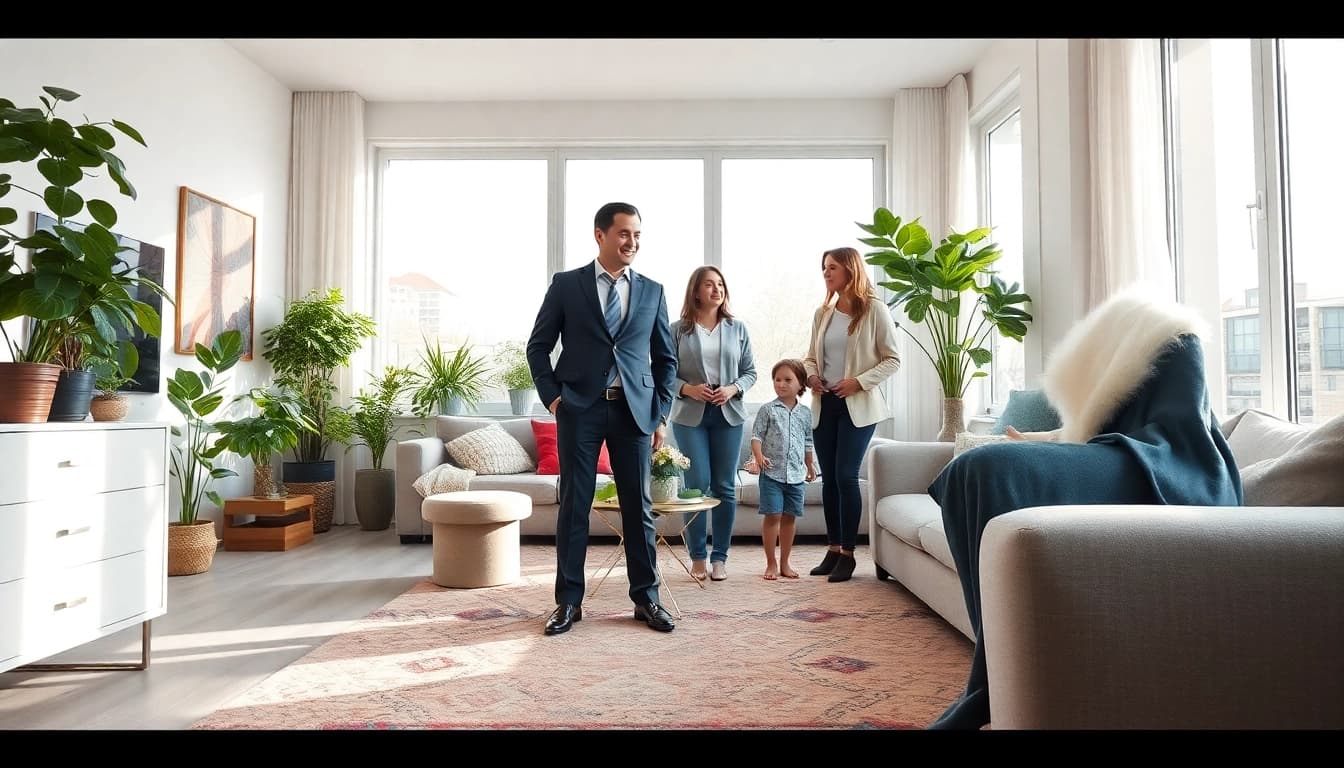 Immobilienmakler Frankfurt Riedberg berät eine Familie im modernen Zuhause.