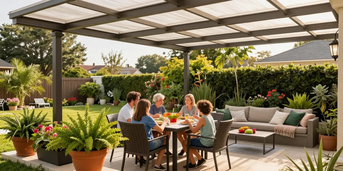 Terrassenüberdachungen bieten stilvollen Schutz und gemütlichen Raum für Familienfeiern im Garten.