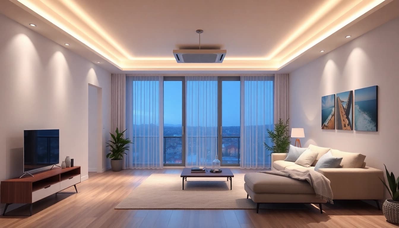 Klimaanlage in einem modernen Wohnraum, die ein angenehmes Raumklima schafft.
