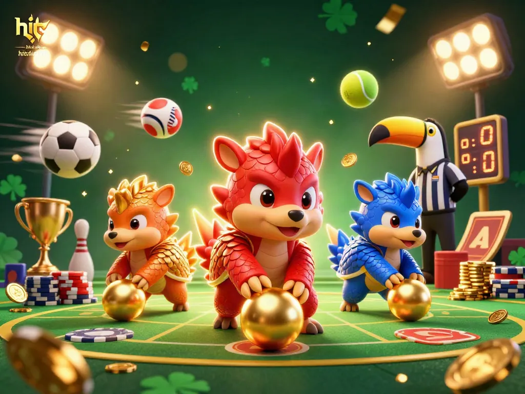 Experience thrilling gameplay at hitclub-us with pangolins bowling through poker chips, capturing winners' excitement.