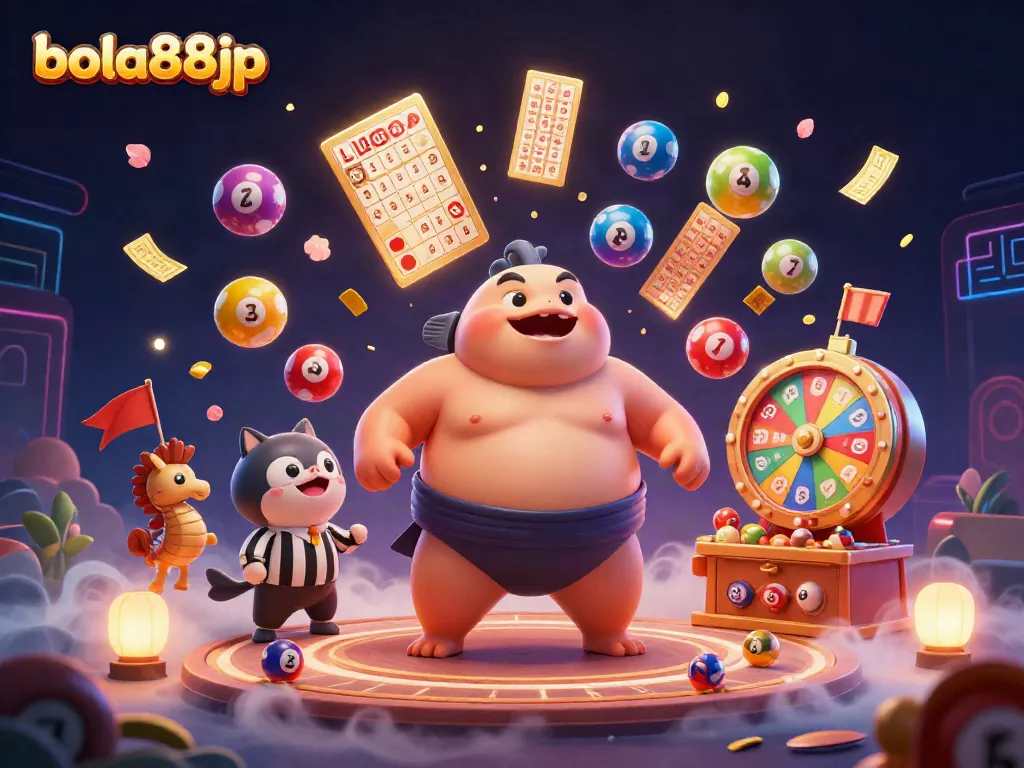 Engage in the vibrant world of bola88jp with a dynamic underwater casino scene featuring a puffed fugu and lively spectators.