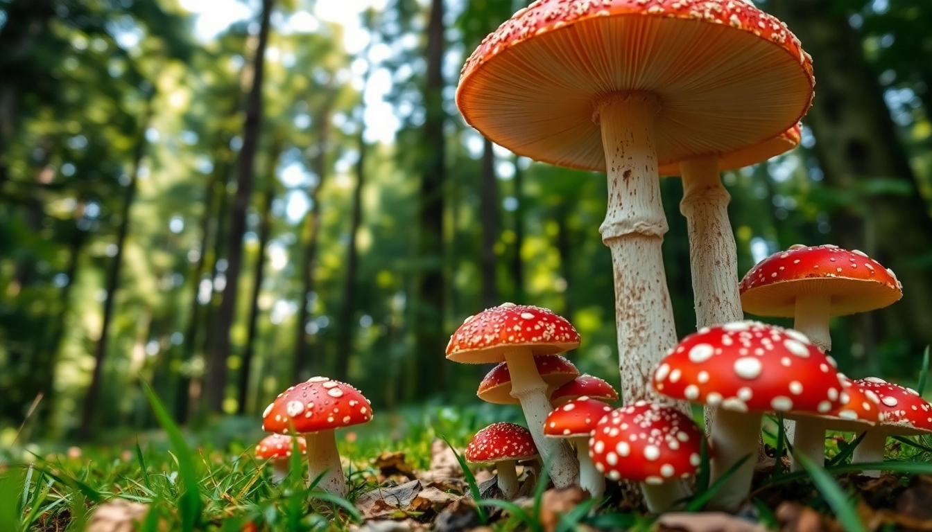Amanita muscaria kaufen: Getrocknete Fliegenpilze in einer natürlichen Umgebung präsentieren