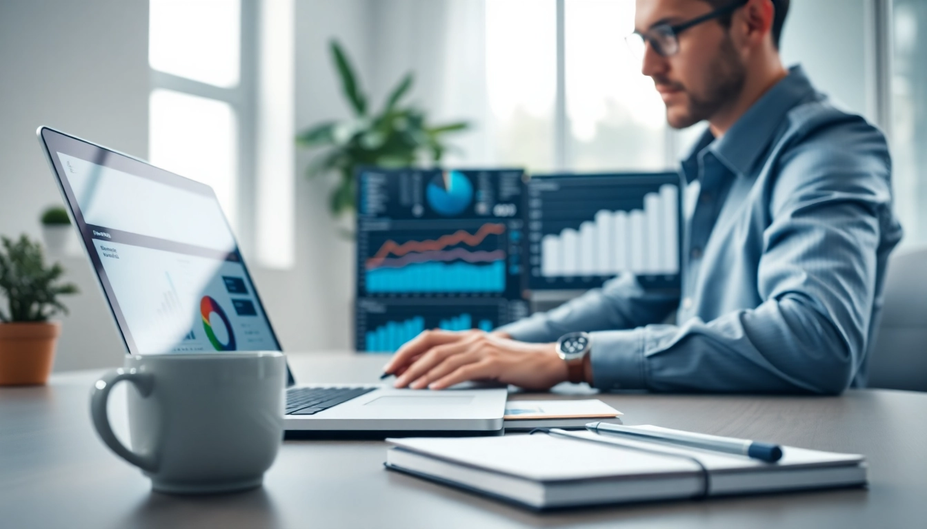 Shopware SEO Analyse durch einen Experten in einem modernen Büro, das Dringlichkeit und Professionalität vermittelt.