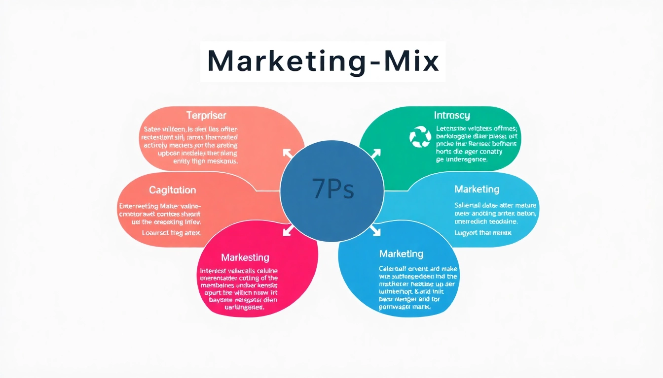Verstehen Sie den 7p marketing mix mit diesem klaren Diagramm, das die 7Ps visualisiert.
