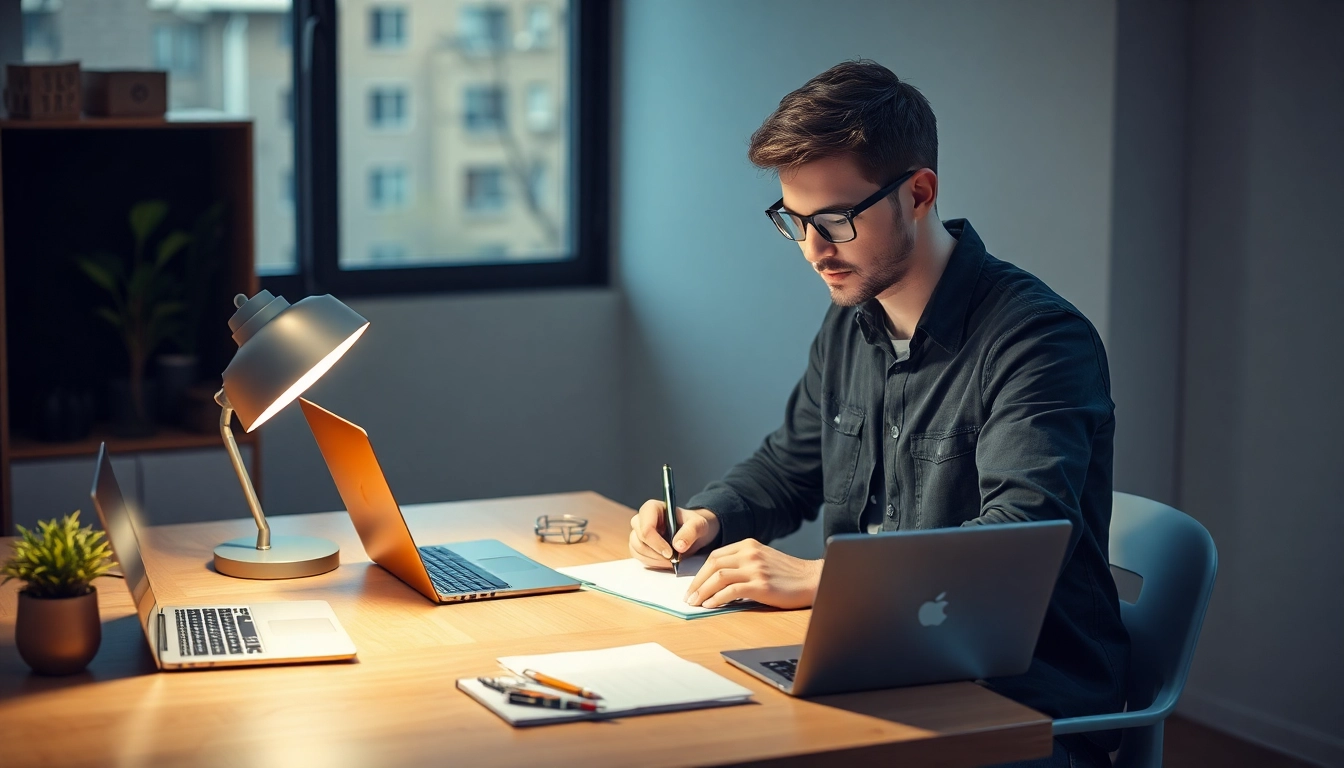 Professioneller Arbeitsplatz: Stellenangebote von Facharbeitern in inspirierender Umgebung zeigen.