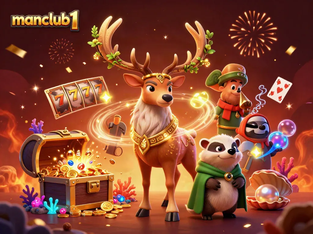 Engage with manclub1's thrilling casino adventure featuring Celtic characters, slots, and treasure.