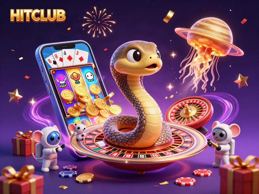 Engage in thrilling gameplay at HITCLUB with a vibrant 3D casino atmosphere featuring a snake roulette!