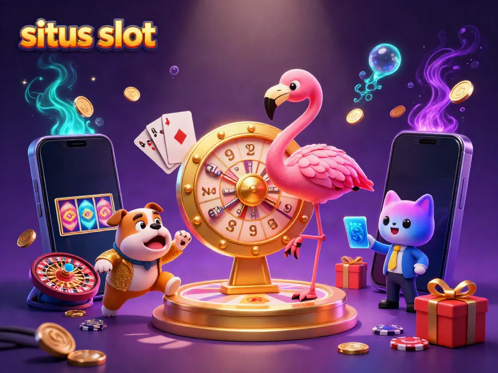 Experience the thrill of situs slot with colorful slot game elements and exciting mascots!