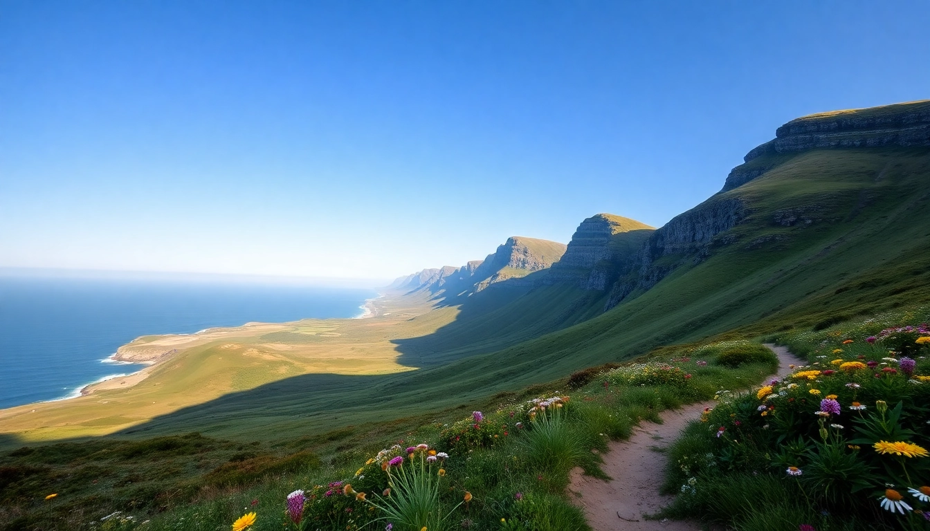 Hiking along the Dingle Way Irland with magnificent coastal views and lush landscapes.