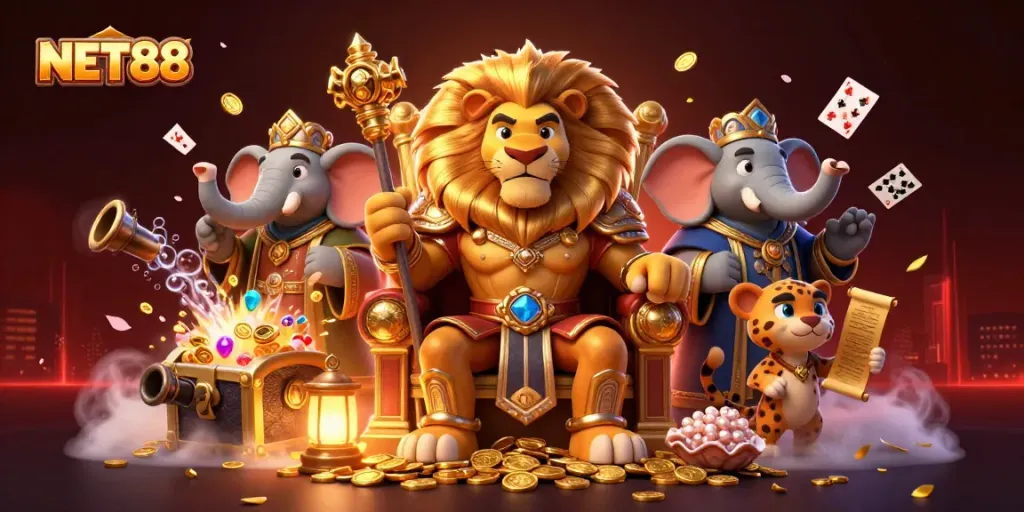 Experience the excitement of NET88's online casino with vibrant characters and rich visuals.