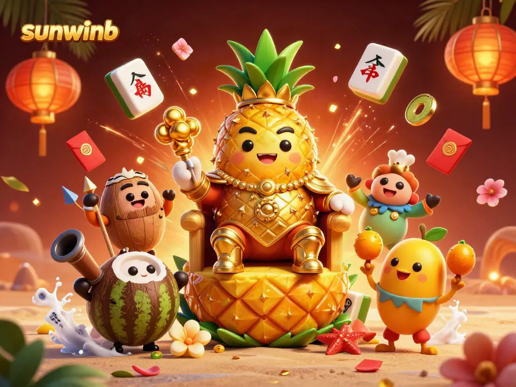 Engage in thrilling gameplay at sunwinb with a vibrant casino scene featuring colorful characters and festive elements.
