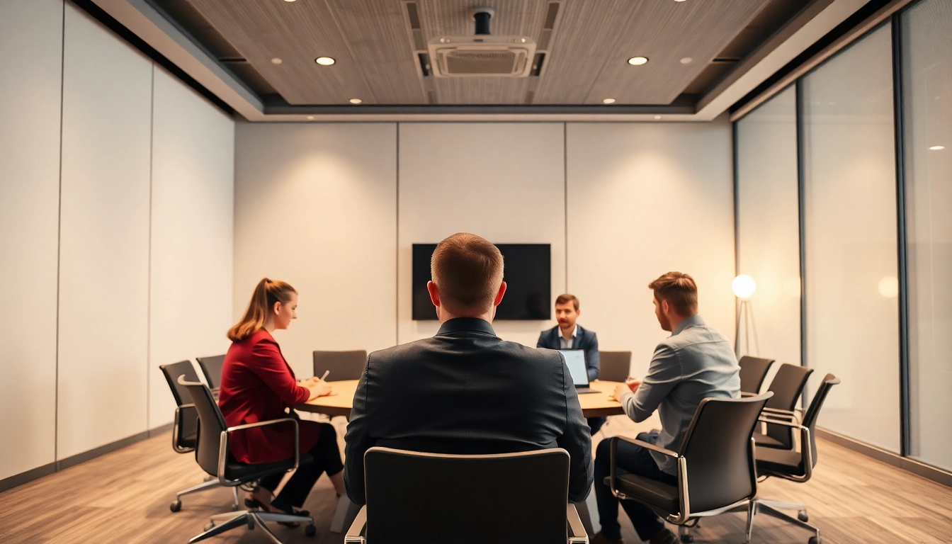 Unternehmensberatung in einem professionellen Umfeld, wo Berater an einem Tisch strategische Pläne ausarbeiten.