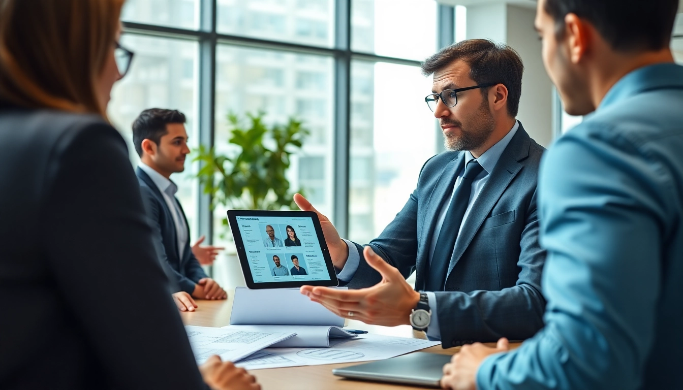 Headhunter Ingenieure in einem modernen Büro mit dynamischer Diskussion.