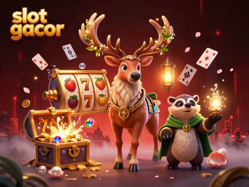 Experience the thrill of slot gacor with characters and dynamic gaming elements in an enchanting 3D scene.