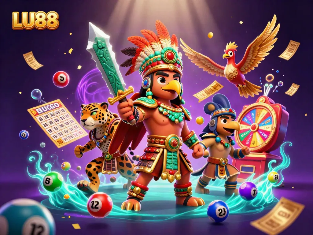 LU88 invites players to experience vibrant lottery excitement with colorful bouncing lottery balls and dynamic prize elements.
