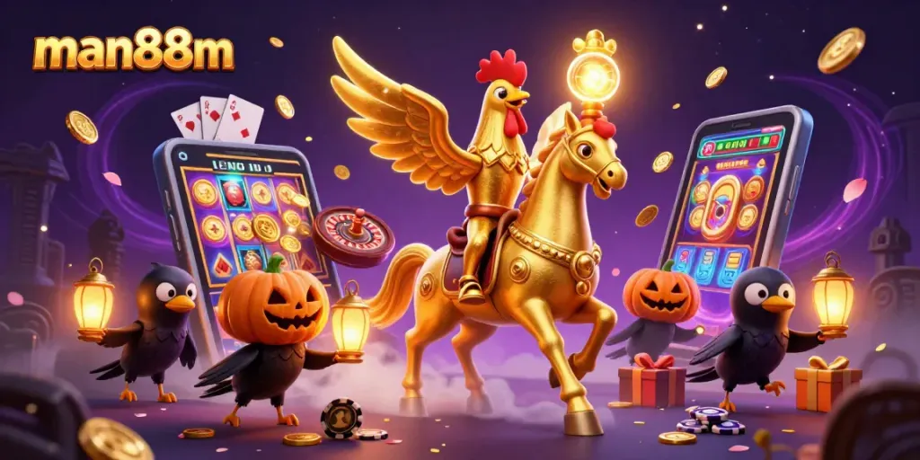Experience thrilling gameplay at man88m with golden rooster characters and dynamic casino elements.