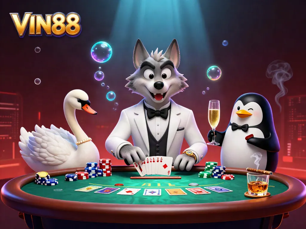 Experience thrilling gaming at VIN88 with luxurious characters at a vibrant casino scene.