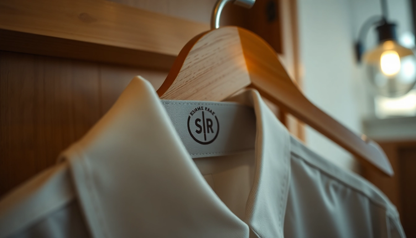 Kleiderbügel mit eigenem Logo in elegantem Holzdesign, ideal für Branding und Präsentation.