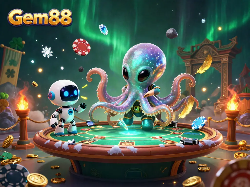 Experience the thrill of Gem88 with vibrant aliens and cosmic poker action.