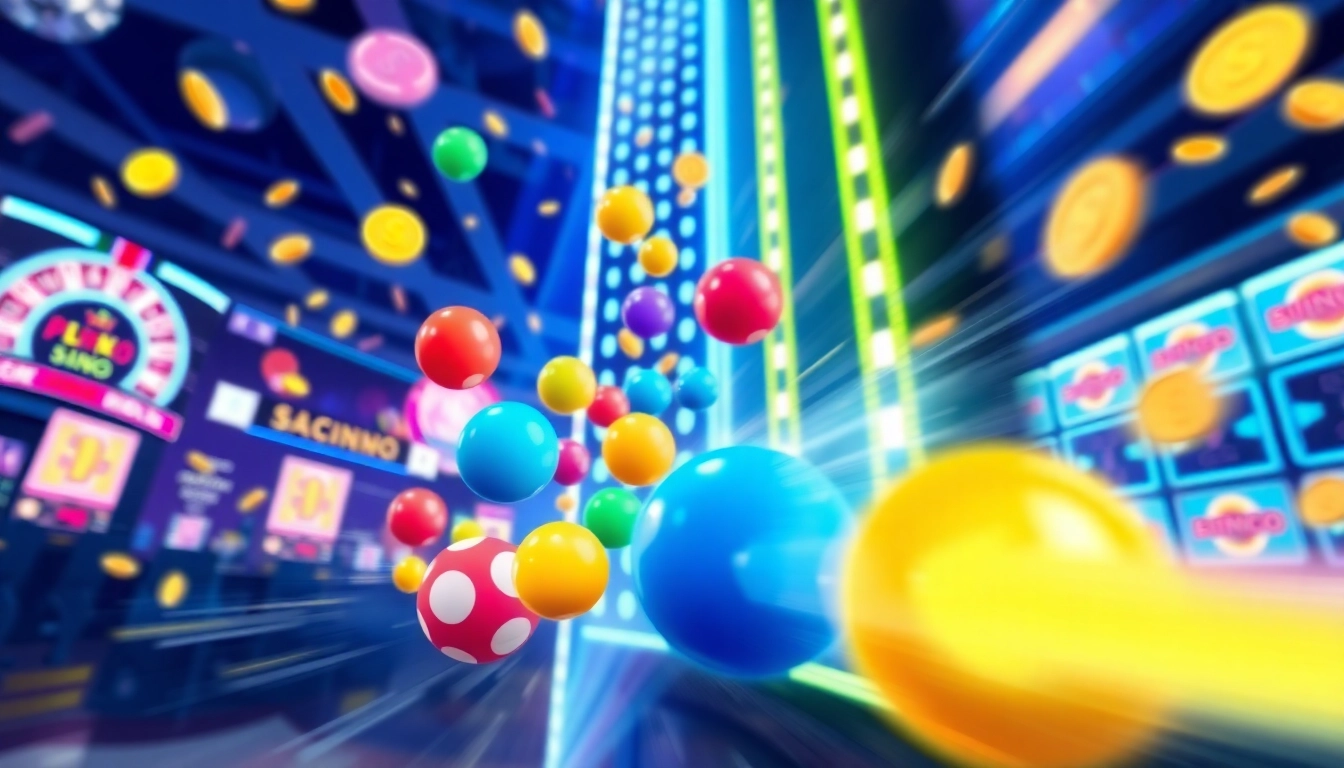 Experience the thrill of Plinko casino with vibrant balls cascading down a pegboard in a digital casino.