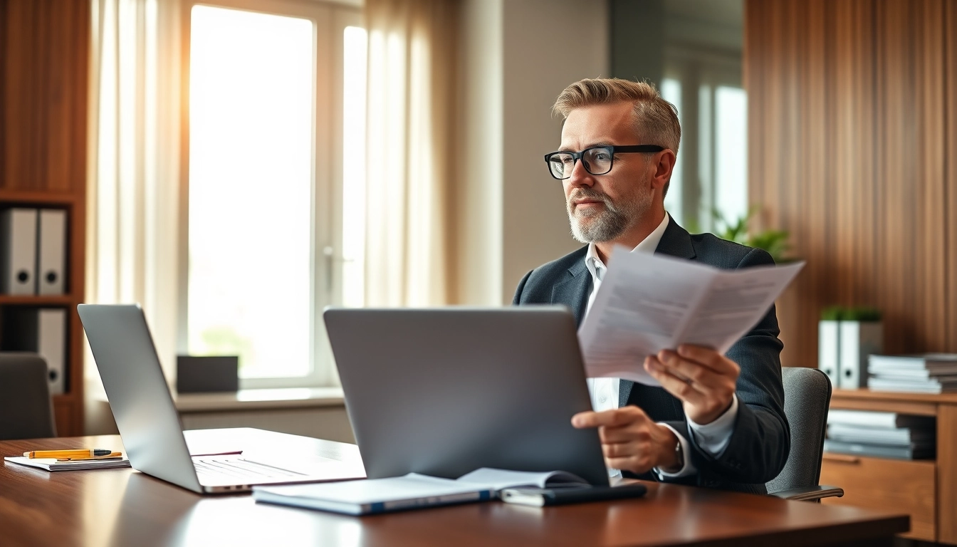 Headhunter Saarbrücken: Professioneller Headhunter in modernem Büro bei der Arbeit.