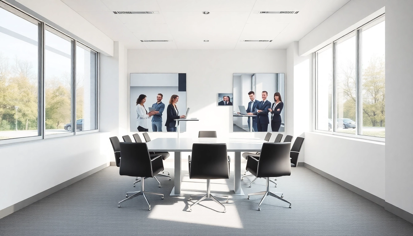 Headhunter Solingen präsentiert ein modernes Büro mit lichtdurchflutetem Konferenzraum und inspirierender Atmosphäre.