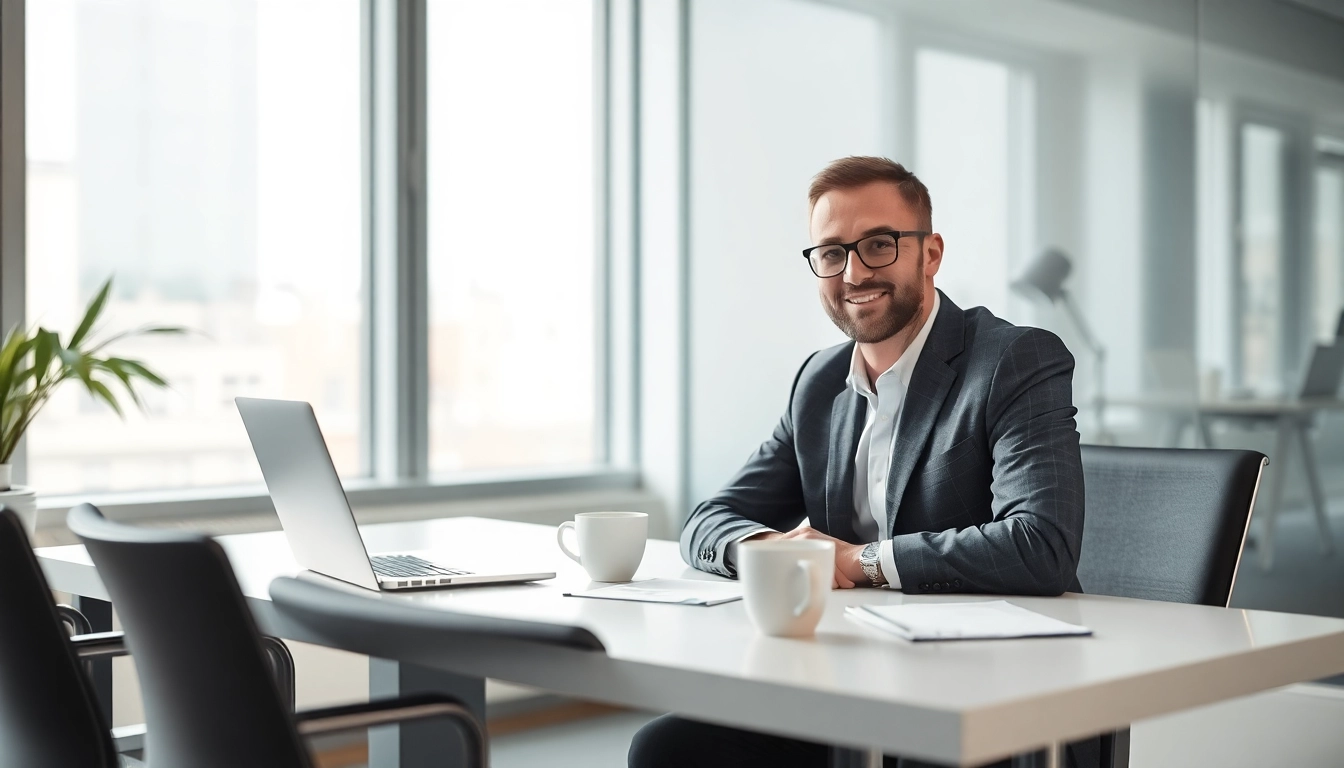 Headhunter in einem modernen Büro, konzentriert auf ein Gespräch.