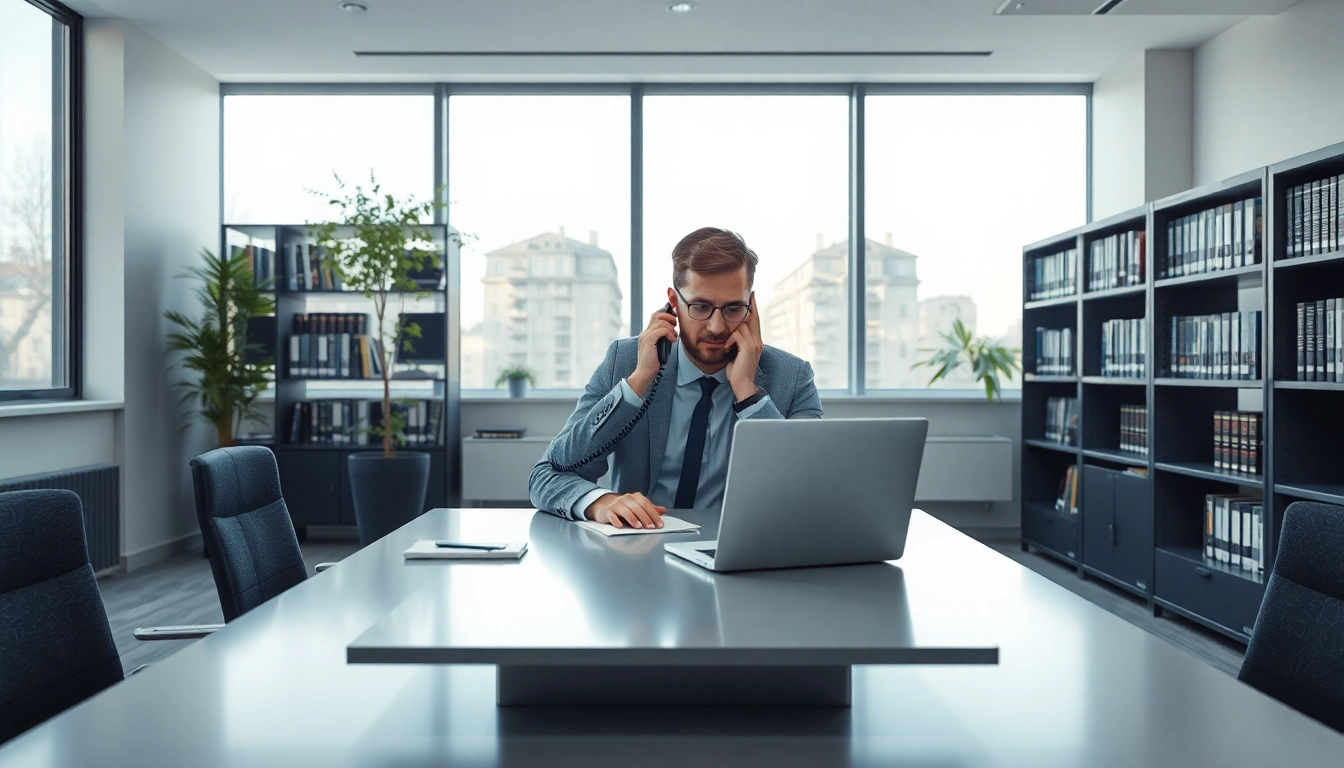 Headhunter Dresden bei der Arbeit in einem modernen Büro, fokussiert und professionell.