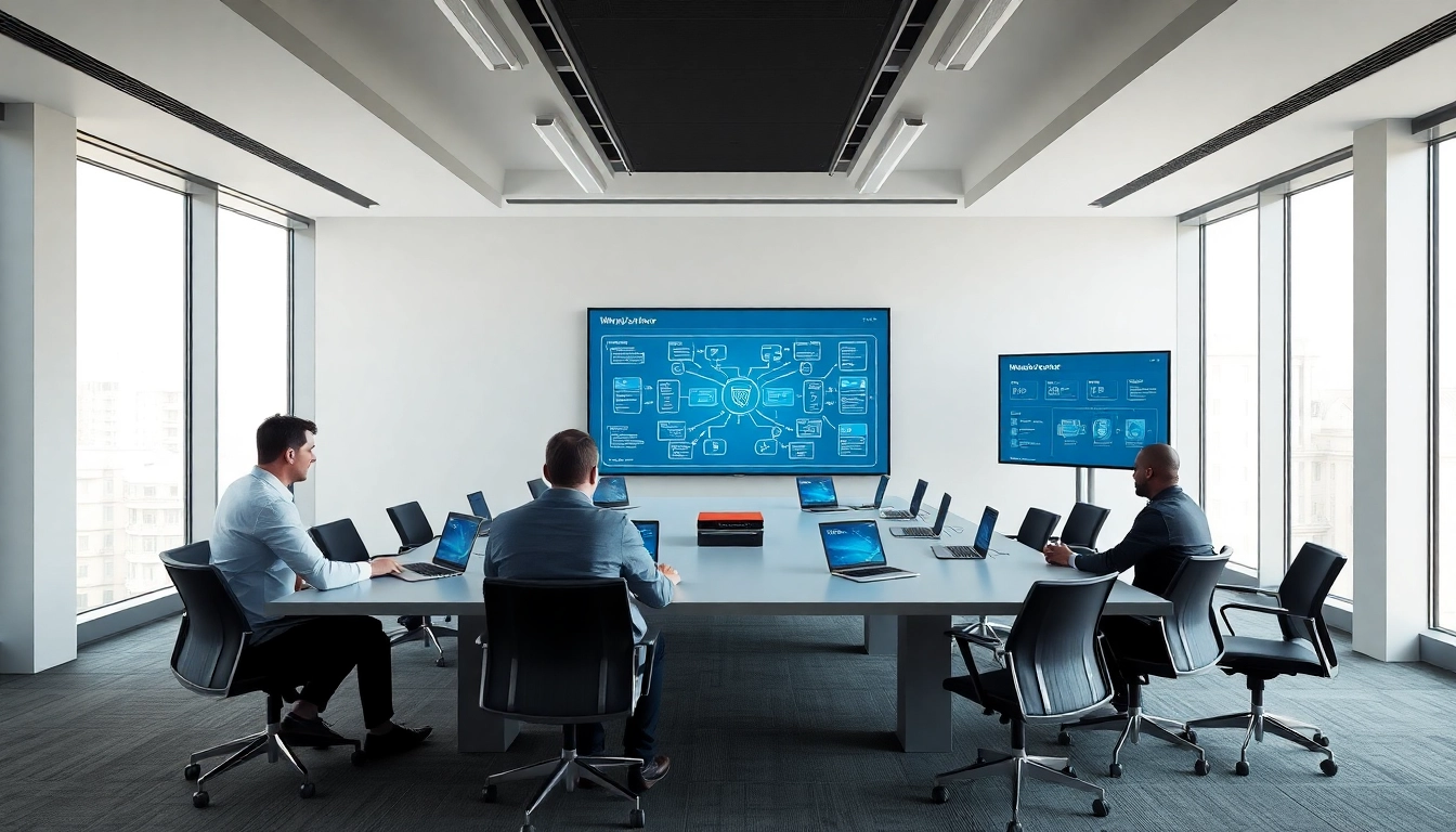 Visualisierung der Microsoft Windows Server 2025 Standard Installation für Unternehmen in einem modernen Büro, mit IT-Experten bei der Zusammenarbeit.