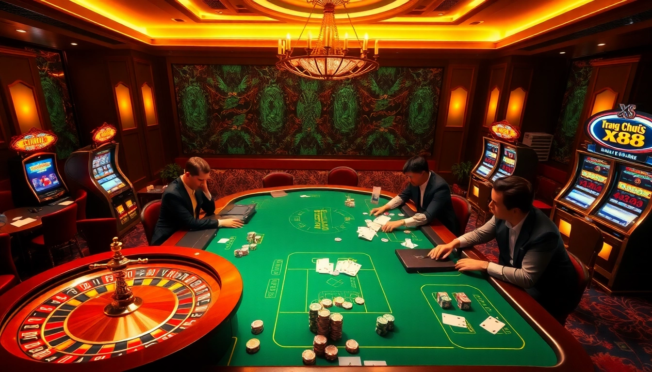 Experience thrilling gameplay at Trang chủ X88 with poker tables and slot machines.