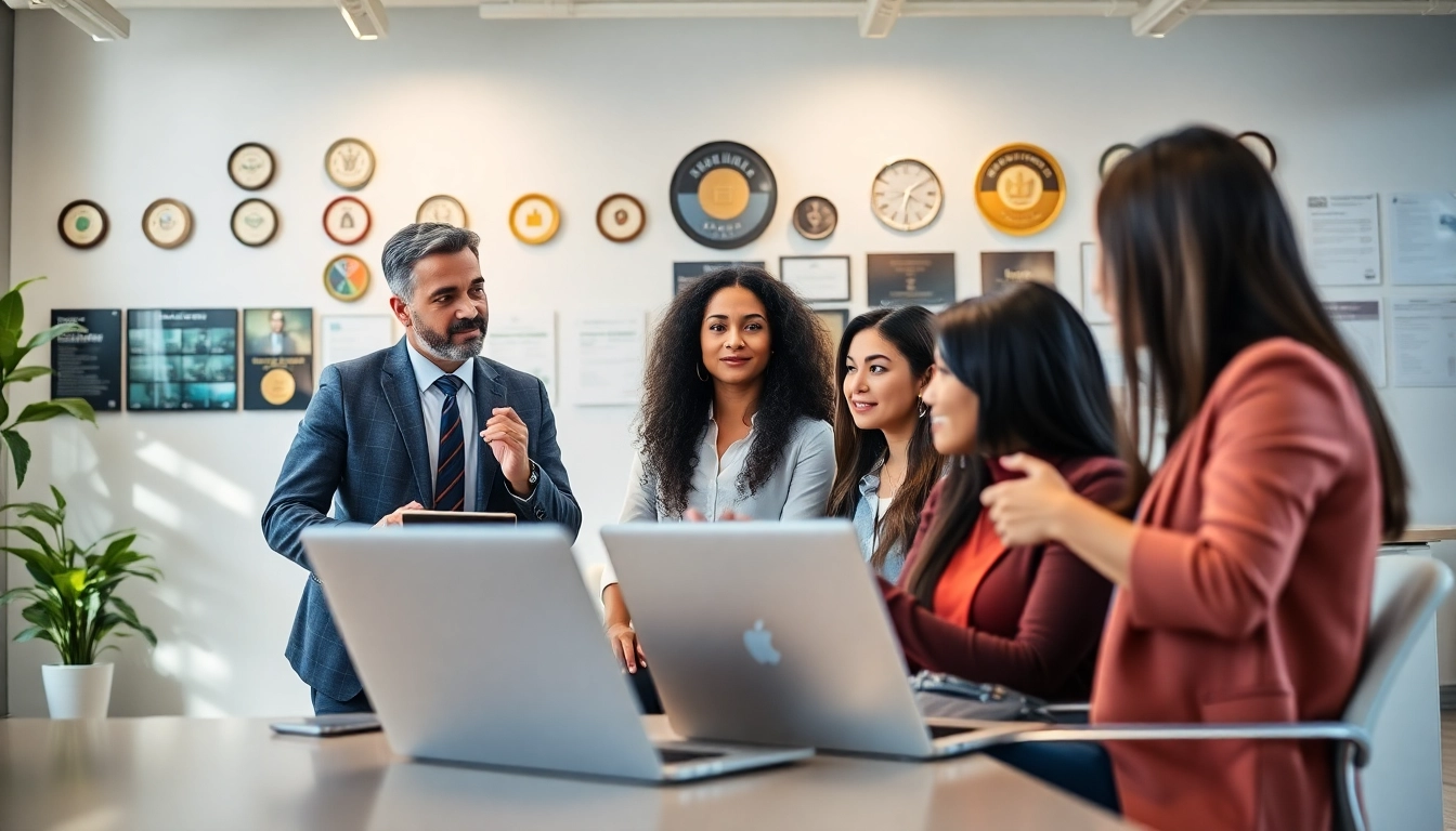Headhunter IT connecting with candidates in a vibrant office setting.
