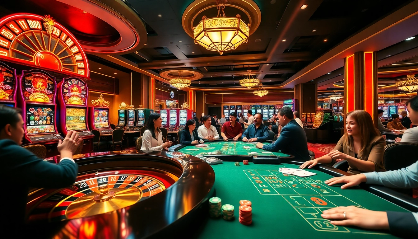Players enjoy intense games at 8kbett2a.org casino tables, capturing the excitement of gambling.