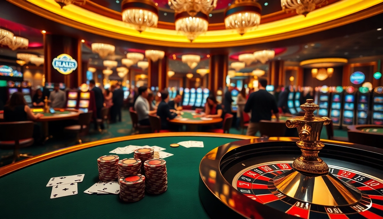 Experience high-stakes gaming at BL555's luxurious casino tables with poker chips and roulette.