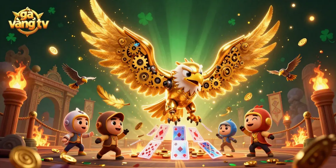 Experience gà vàng tv's thrilling gaming adventure with a golden eagle flying amidst vibrant casino elements.